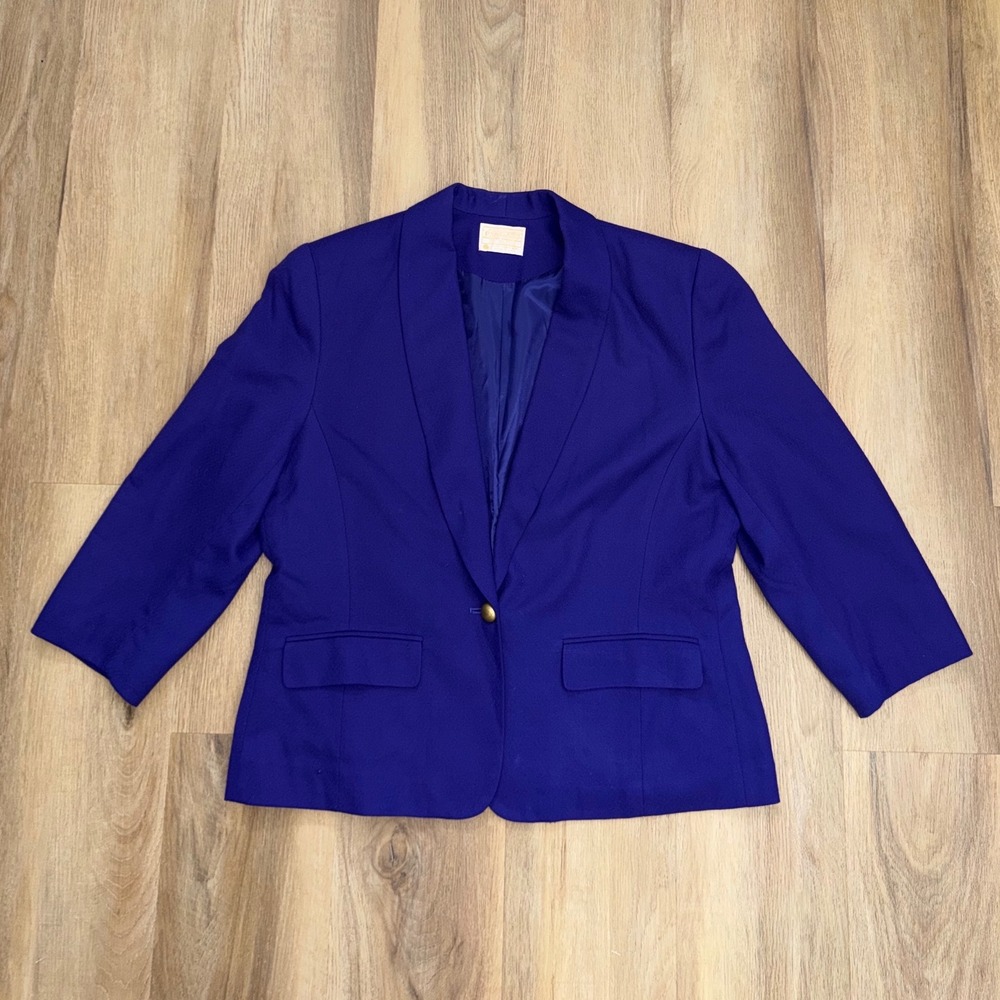 Vintage‎ 70s Pendleton Royal Purple Wool Blazer Jacket 8 Gold Button career